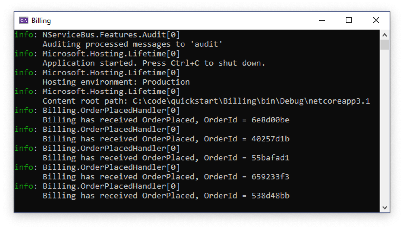 Billing endpoint processing through backlog